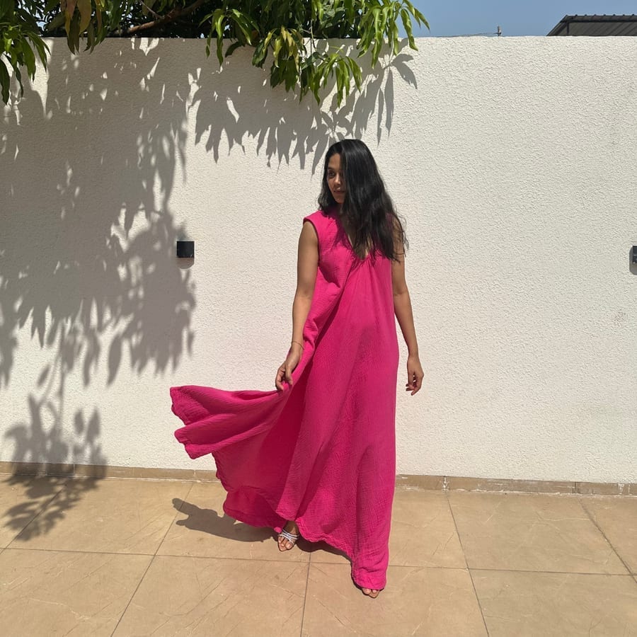 Cotton Crushed Maxi Dress